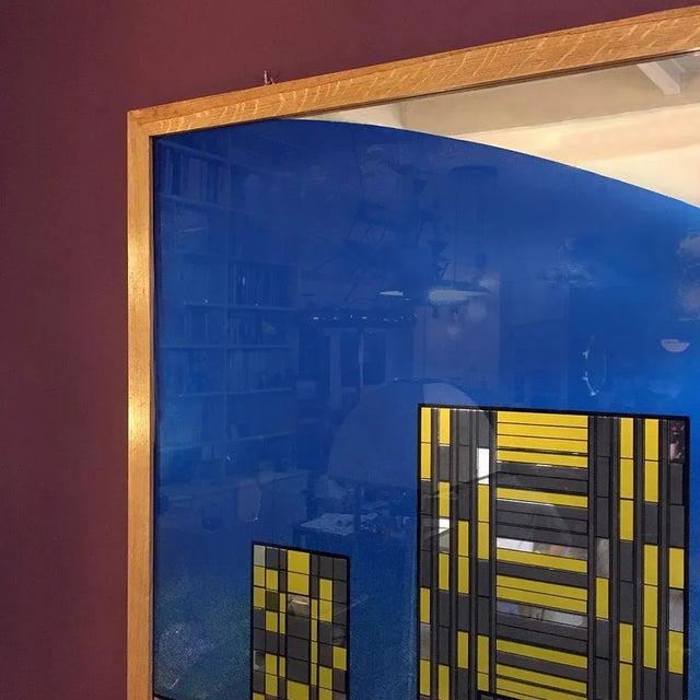 Decorative Colored Mirror with Wood Frame, 1980s For Sale - Image 4 of 8