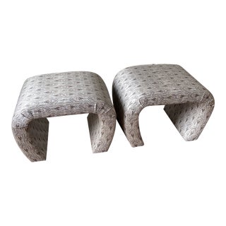1970s Postmodern Upholstered Waterfall Ottoman - Set of 2 For Sale