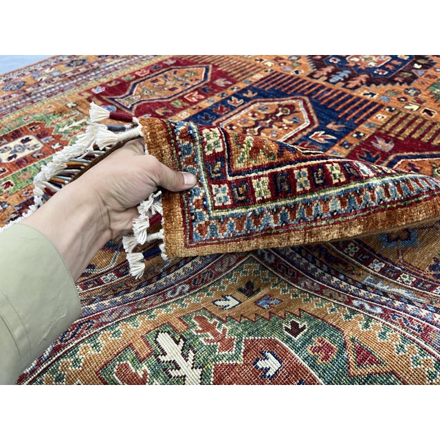 Rust Sultani Garden Panel Wool Rug, 5'10" X 8'1" For Sale - Image 9 of 13