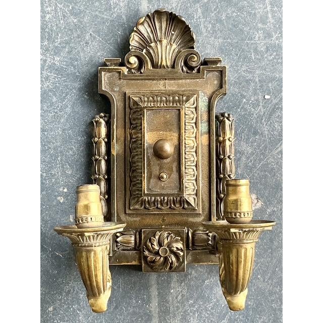 Vintage Boho Empire Bronze Wall Light Sconce For Sale In West Palm - Image 6 of 10