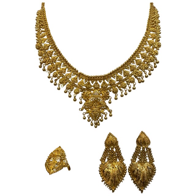 54Gm 22 Karat Gold Necklace, Earring &amp; Ring Suite Bridal Princess Necklace Suite One of our premium Necklace from our...