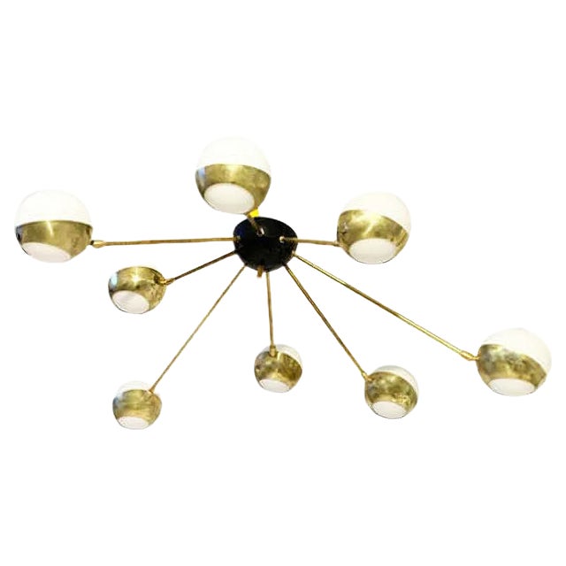 Large Vintage Gold Ceiling Lamp, 1980s For Sale