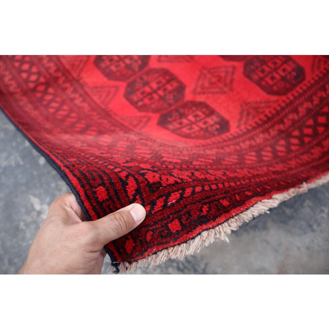 Hand Knotted Vintage Ersari Tribal Rug For Sale - Image 4 of 5