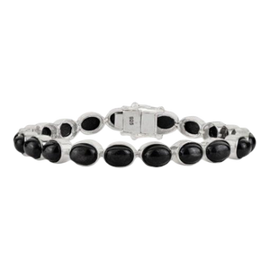 925 Sterling Silver Black Onyx Bohemian Tennis Bracelet for Him