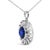 Haus of Brilliance Sterling Silver Lab Grown Sapphire and Diamond Medallion Pendant Necklace For Sale - Image 4 of 4