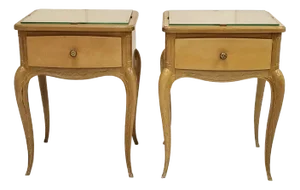 French Varnished Birch Bedside Tables in the style of René Prou, 1940s, Set of 2