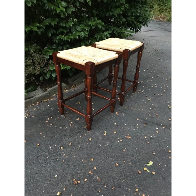 French Country Rush Seat Counter Stools a Pair Chairish