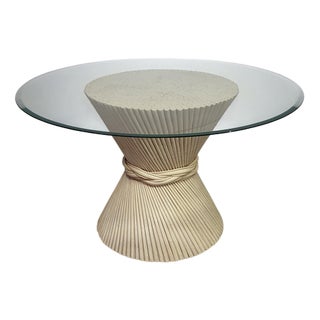 Vintage Sheaf of Wheat Bamboo Dining Table from McGuire, USA For Sale