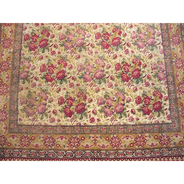 Persian 1850s Ivory Floral Antique Persian Ashar Rug 4' 4" X 7' 3" Handknotted Wool Carpet For Sale - Image 3 of 6