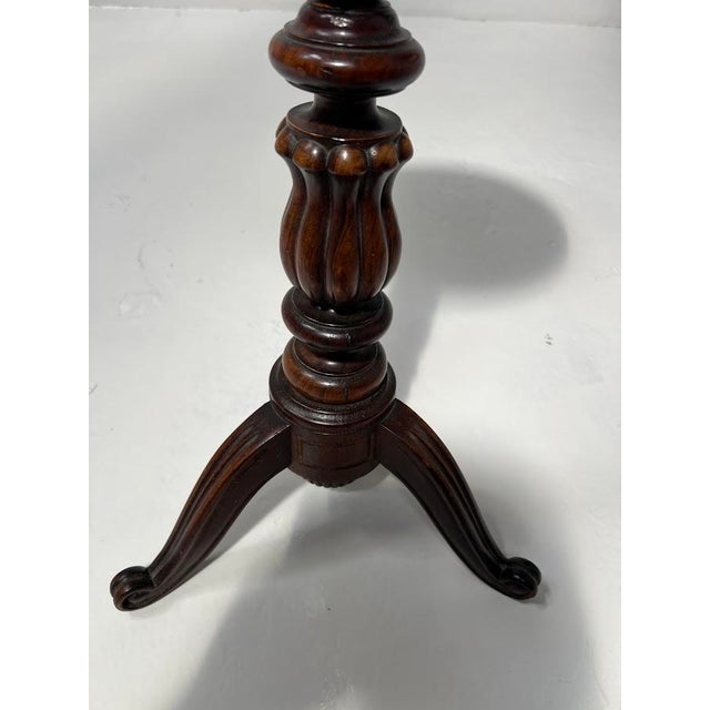Napoleon III Style Pedestal Table in Walnut and Marble For Sale - Image 4 of 11