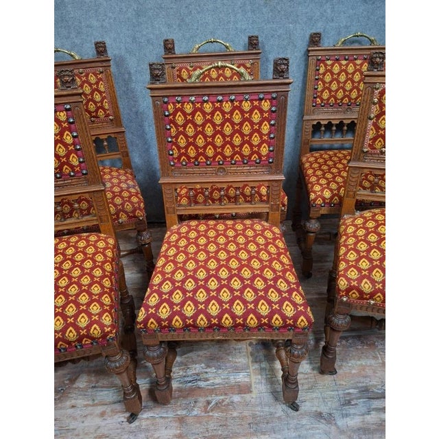 Antique Carved Oak Chairs, 1800s, Set of 6 For Sale - Image 3 of 10