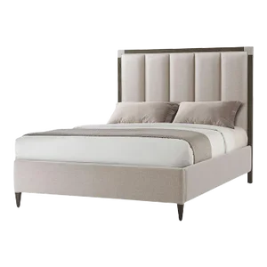 Art Deco Style Queen Size Bed - Nickel