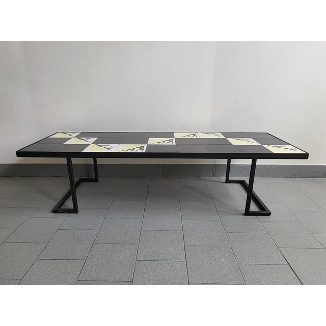 Large Mid-Century Coffee Table in Ceramic & Steel, 1950s For Sale - Image 10 of 10