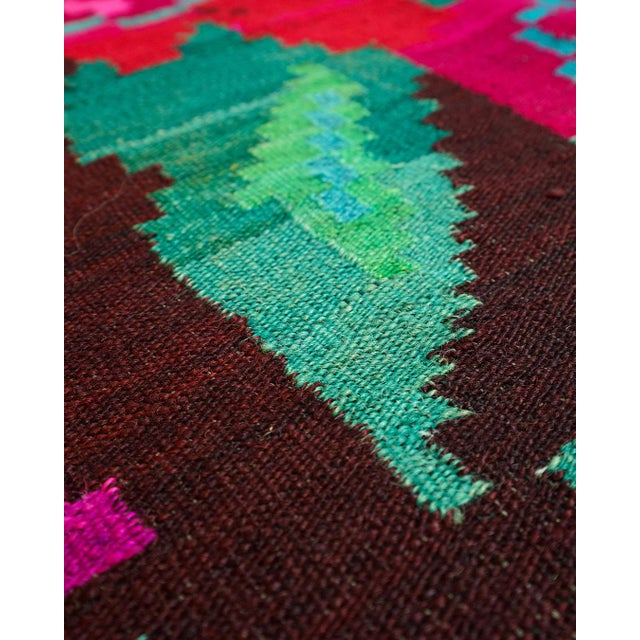 Vintage Romanian Bessarabian-Style Handwoven Wool Rose Kilim Runner Rug, 1960s For Sale - Image 4 of 9