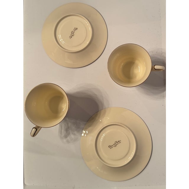 1980s Oscar De La Renta “Hospitality Peach” Ivory Demitasse Cups & Saucers – Set of 2 For Sale - Image 9 of 11