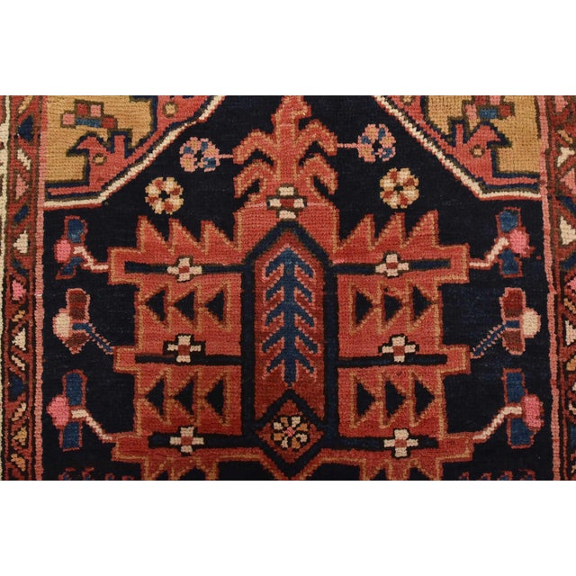 Karajeh Runner 3’3” X 10’9” Blue Wool Semi-Antique Tribal Hand-Knotted Rug For Sale - Image 9 of 14