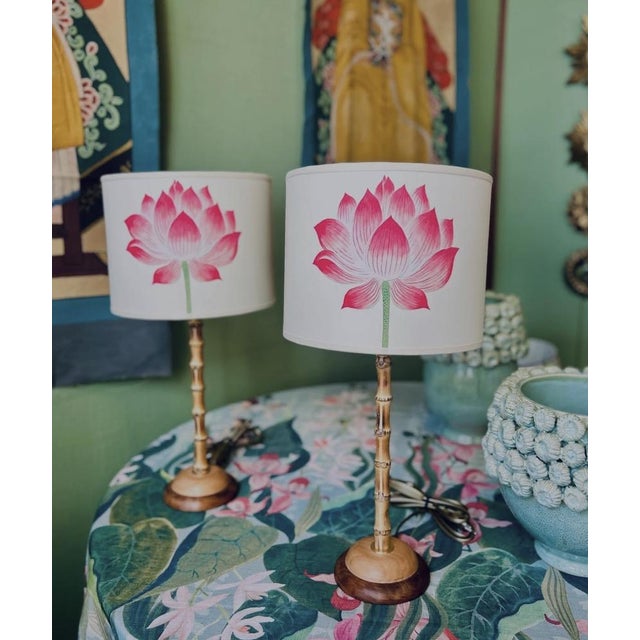 Bamboo Stem Lamp with Fire Lotus Fan by Corallina, in New conditions. Designed from 2000 Imprinted by Maker, European Plug...