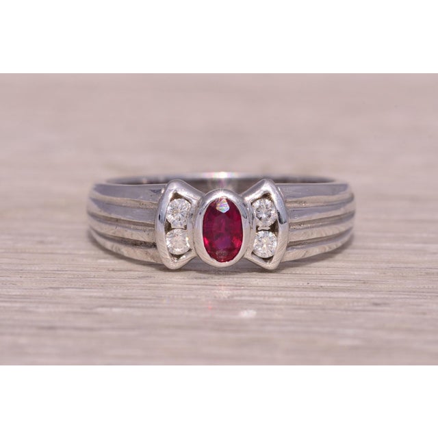 The Vivid: Ruby and Diamond Ring in 14K White Gold For Sale - Image 4 of 11