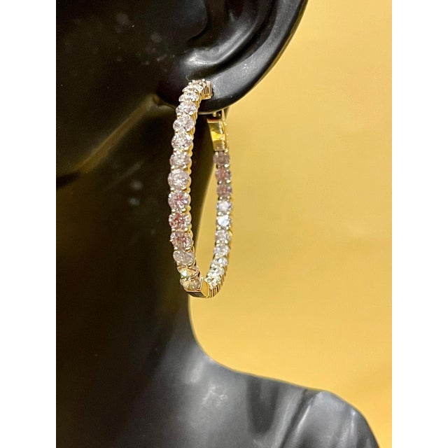 7.68 Carat Diamond Inside Out Hoop Gala Cocktail Earrings in 14 Karat White Gold For Sale - Image 11 of 18