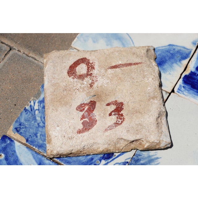 Blue Antique Set of Six Baroque Portuguese Tiles 18th Century Blue & White Landscape Scene For Sale - Image 8 of 8