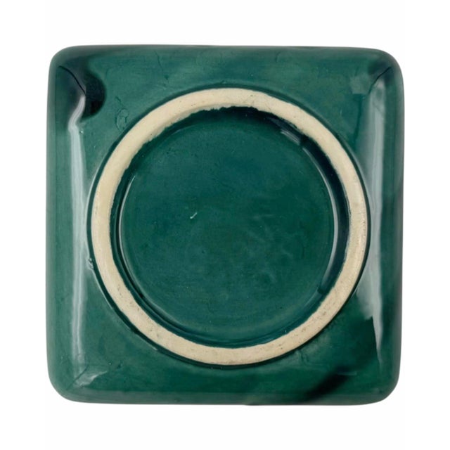 Green Vintage Parco Dei Principi Hotel Rome Italy Green Ceramic Ashtray Catchall Dish For Sale - Image 8 of 10