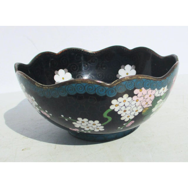 Black Japanese Cloisonne Bowl For Sale - Image 8 of 8