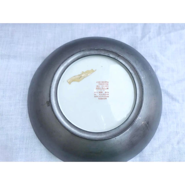 Vintage Imari Style Pewter Encased Bowl With Stand For Sale In New Orleans - Image 6 of 7