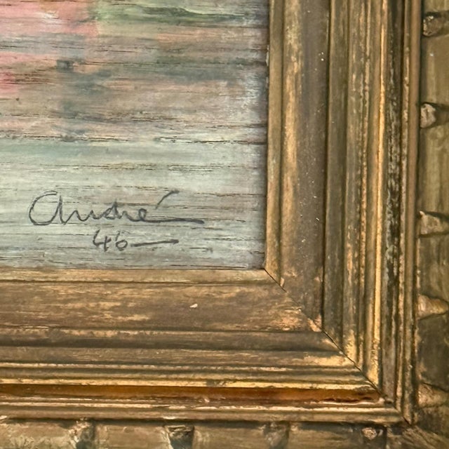 Mid-Century Modern Mid 20th Century Oil on Board Painting of Notre-Dame Cathedral, Paris c.1946 For Sale - Image 3 of 15