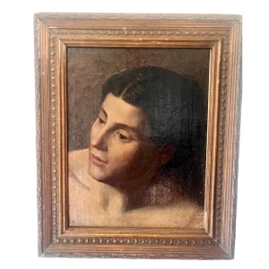 Portrait Woman Oil Painting France 1880, Framed