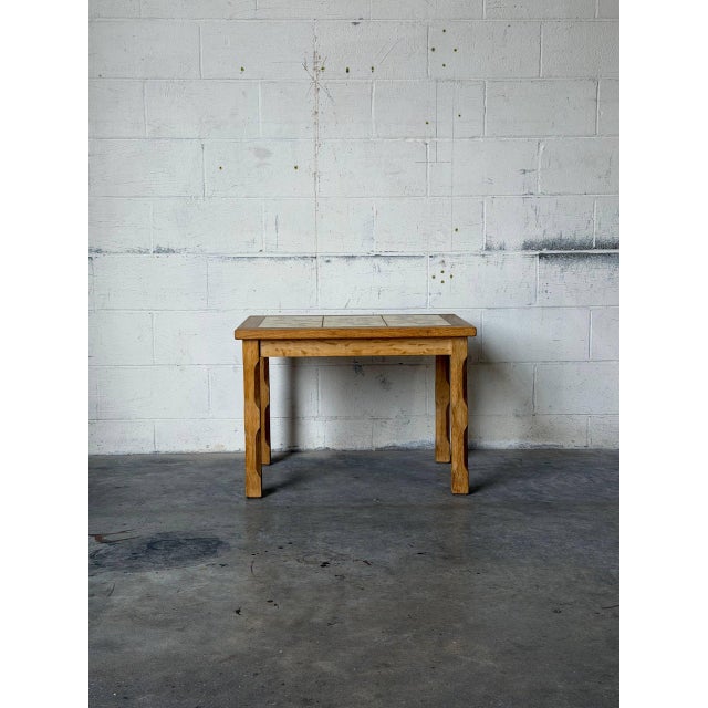 Mid-Century Modern Oak Tile Coffee Table With Leaf Print Danish Mid-Century Modern 1960s For Sale - Image 3 of 9