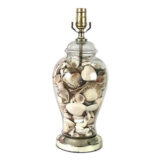 1980s Seashell Ginger Jar Table Lamp For Sale