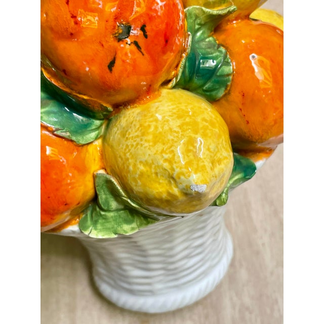 Vintage Italian Lemon Orange Figural Citrus Fruit Basket Ceramic Topiary Majolica For Sale - Image 6 of 12