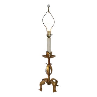 Italian Gold Gilt Foliate Table Lamp C. 1950/70's For Sale