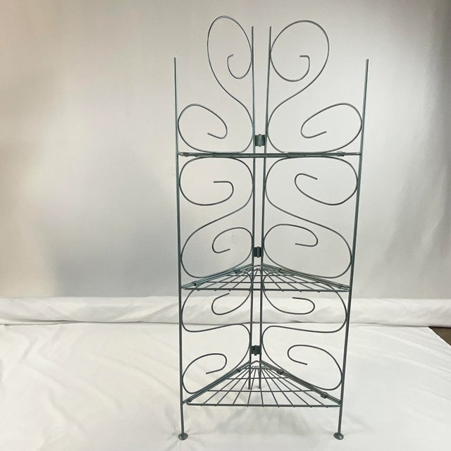 Mid-Century Modern Atomic Metal Art Nouveau Corner Plant Stand, Newly Painted For Sale - Image 12 of 12