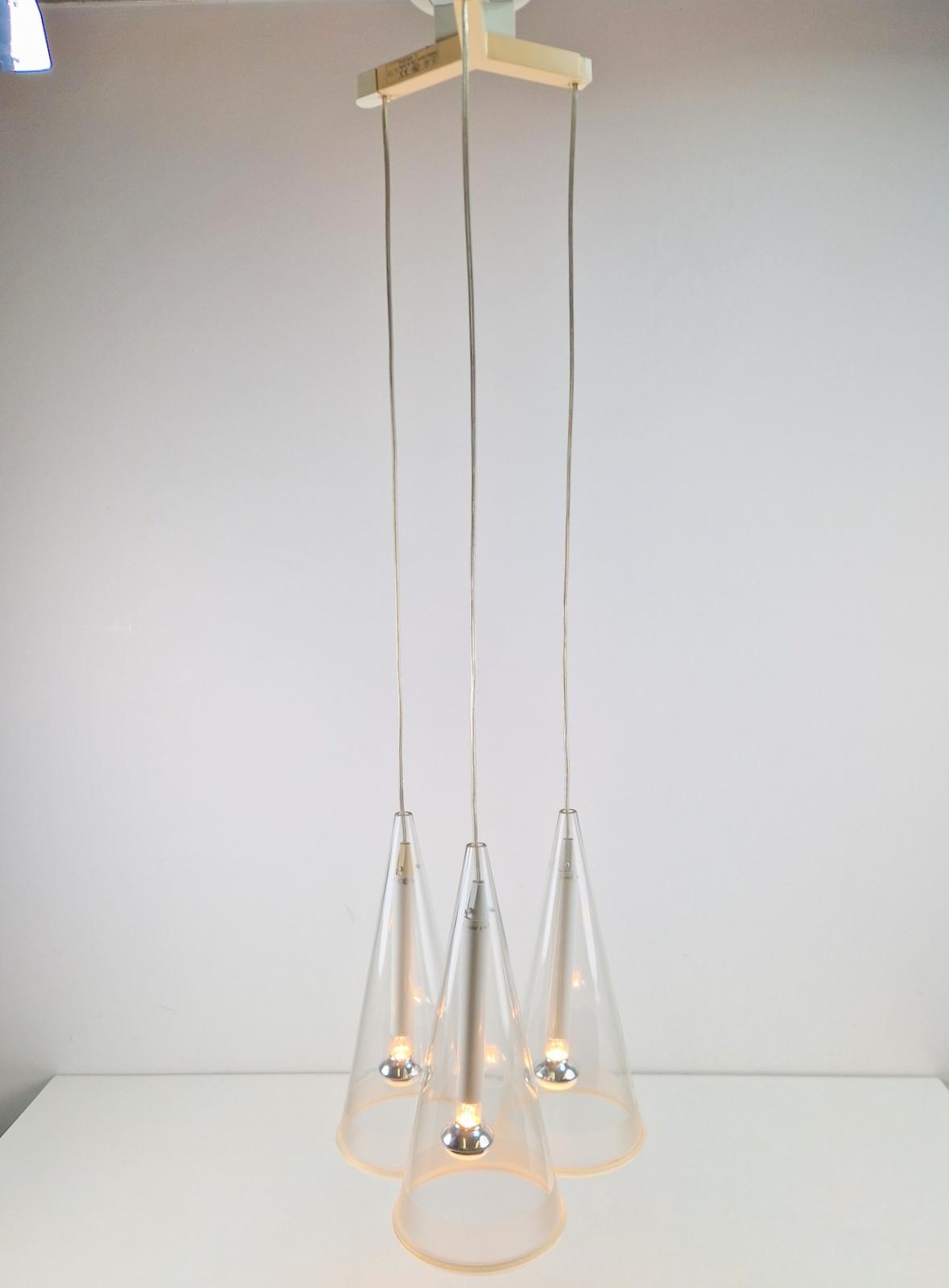 Italian Glass Fucsia 3 Pendant Lamp by Achille Castiglioni for