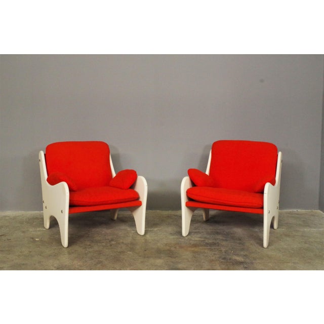 Set of Red Armchairs, 1970, in Very Good conditions. Designed 1970 to 1979