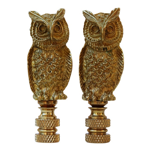 Brass Owl Lamp Finials a Pair Chairish