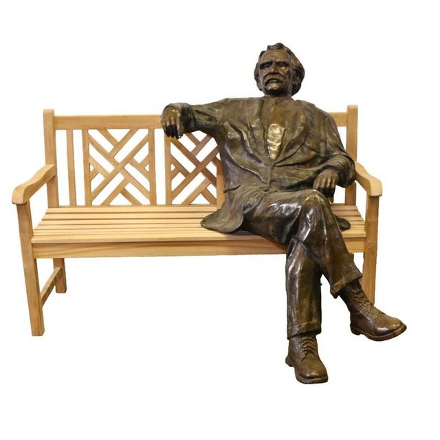 Bronze Albert Einstein Statue on Garden Bench For Sale - Image 10 of 10