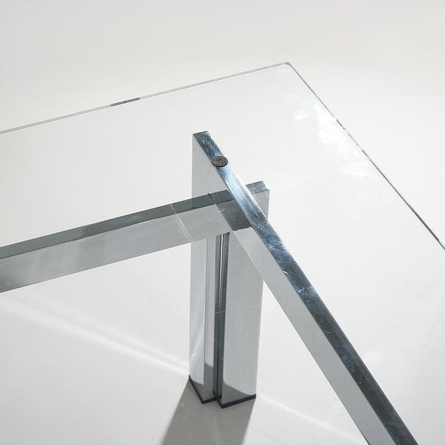 Square Coffee Table in Glass and Steel, 1970s For Sale - Image 10 of 12