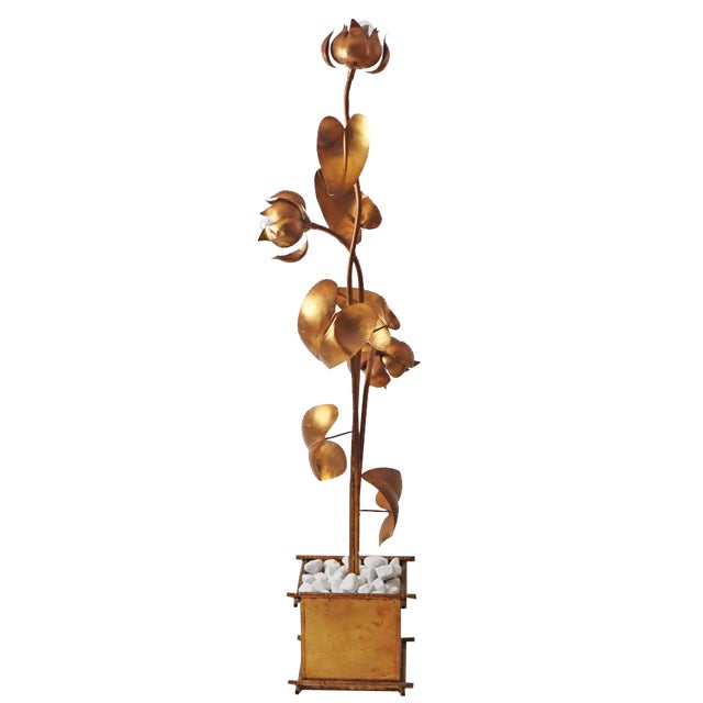 Hollywood Regency Floral Floor Lamp attributed to Hans Kögel For Sale