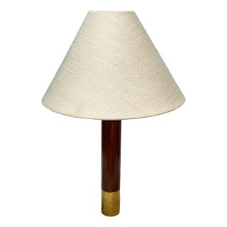 Contemporary Brass Básica M2 Table Dimmer Lamp by Santiago Roqueta for Santa & Cole W/ Shade For Sale