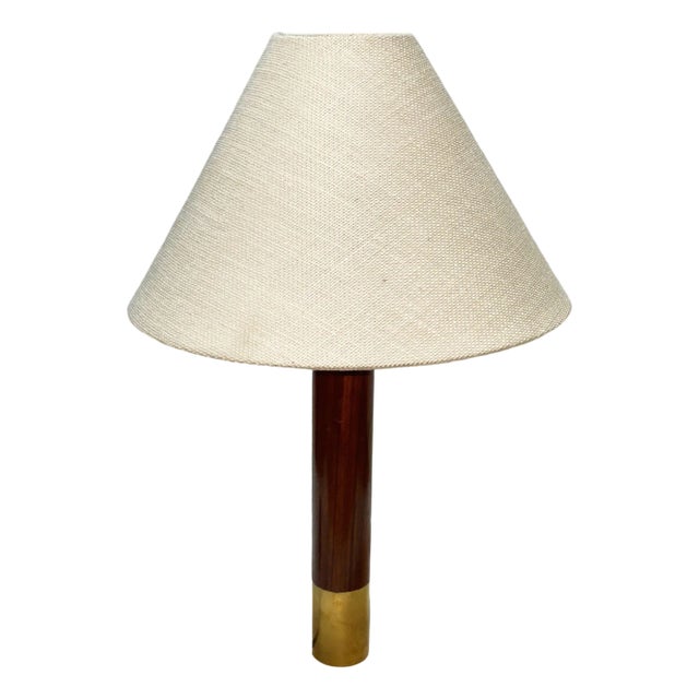 Contemporary Brass Básica M2 Table Dimmer Lamp by Santiago Roqueta for Santa & Cole W/ Shade For Sale