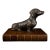 1970s Bronze Dachshund Paperweight on Leather Base For Sale