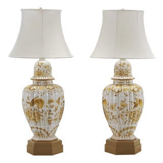 Pair of Wilshire House Porcelain Ginger Jar Table Lamps (No Shades Included) For Sale