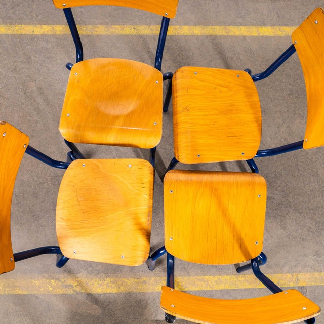 Vintage Sea Blue Stacking Dining Chairs from Mullca, 1960s, Set of 4 For Sale - Image 10 of 14