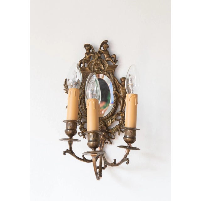 Antique French Wall Lights with Mirror, 1800s, Set of 2 For Sale - Image 11 of 13