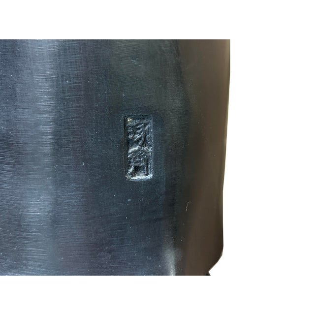 Vintage Chinese Black Metal Bodhisattva Kwan Yin Buddha Statue For Sale - Image 10 of 11