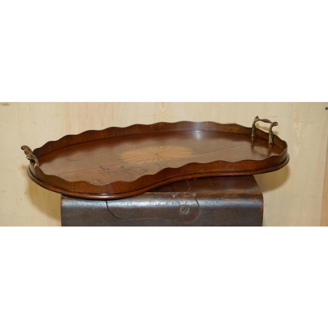 Royal House Antiques is delighted to offer for sale this lovely antique Sheraton Revival inlaid kidney shaped serving tray...