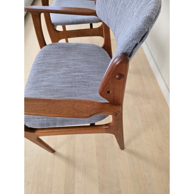 Light Gray Pair of Authentic Danish Modern Teak Armchairs Made in Denmark, Circa 1960s For Sale - Image 8 of 9