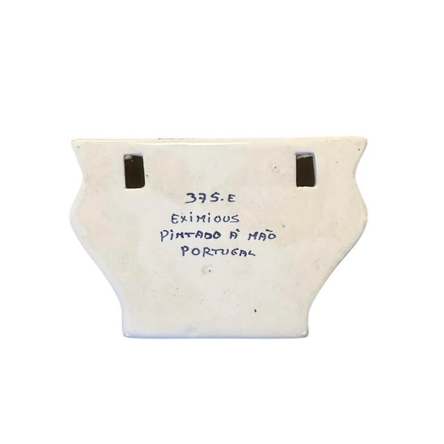 Vintage Petite Blue & White Ceramic Bough Pot / Floral Arranger / Flower Frog / Tulipiere / Wall Pocket / Vase, Made in Portugal For Sale In Dallas - Image 6 of 7